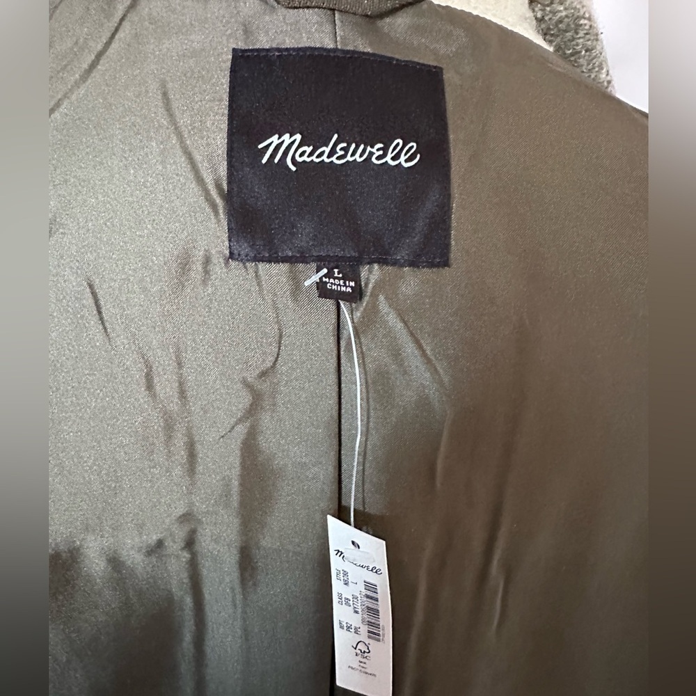 Madewell Belrose Shirt-jacket Wool Blend In Maran Plaid Green Black Ivory LG NWT - Picture 12 of 16